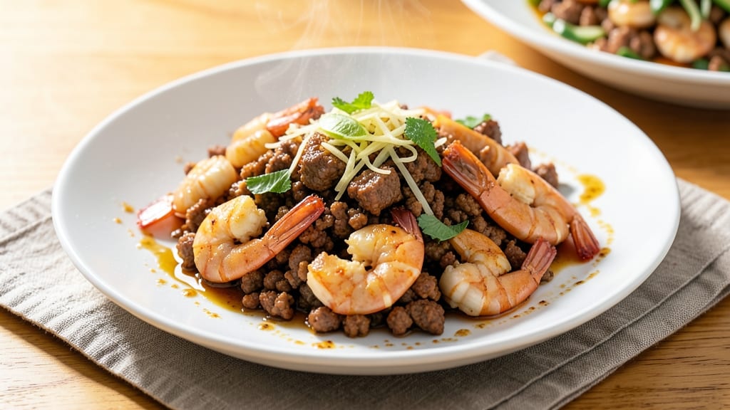 Minced Pork and Prawn Recipe: One-Pan Asian Fusion with Fragrant Ginger-Lime Zing