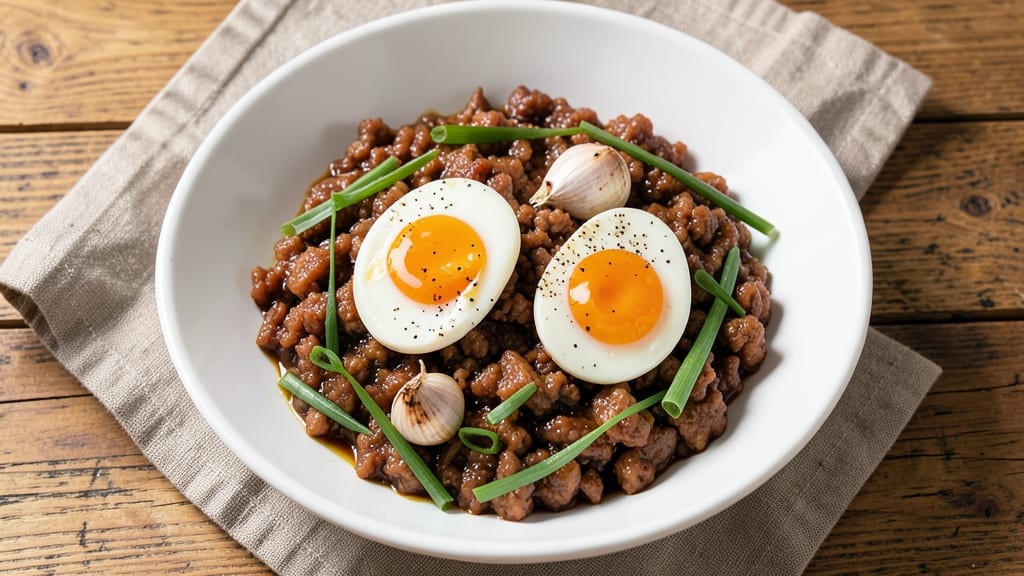 Minced Pork and Egg Recipe: Crispy-Pan Fried Bites with Silky Yolk