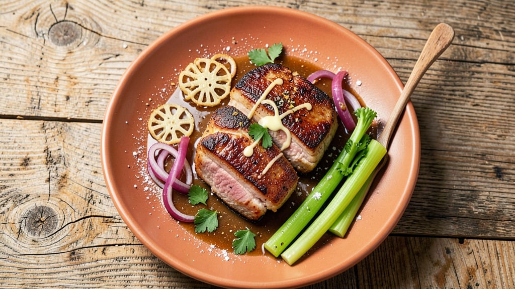 Amish Pork Chops Recipe: Crispy Celery Crowns Over Creamy Onion Gravy